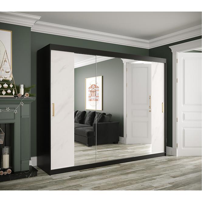 Schrank MARMUR T2 250 schwarz/marmor weiß,3