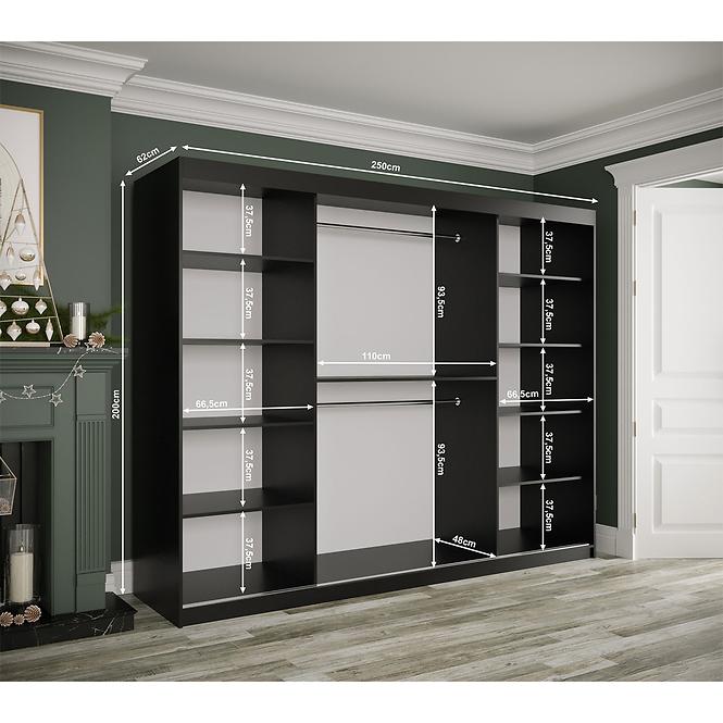 Schrank MARMUR T2 250 schwarz/marmor weiß,4