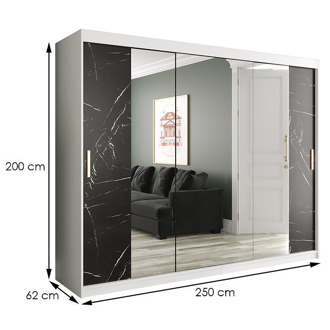 Schrank MARMUR T2 250 weiß/marmor schwarz,2