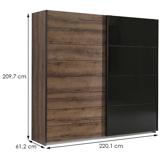 Schrank Java eiche edle/schwarz glas