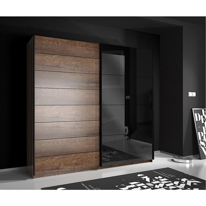 Schrank Java eiche edle/schwarz glas