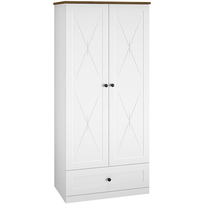 Schrank Lille 01 2d1s Weiß Mat/Eiche Lefkas