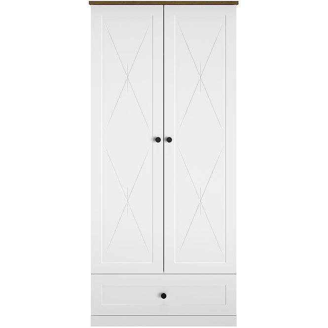 Schrank Lille 01 2d1s Weiß Mat/Eiche Lefkas