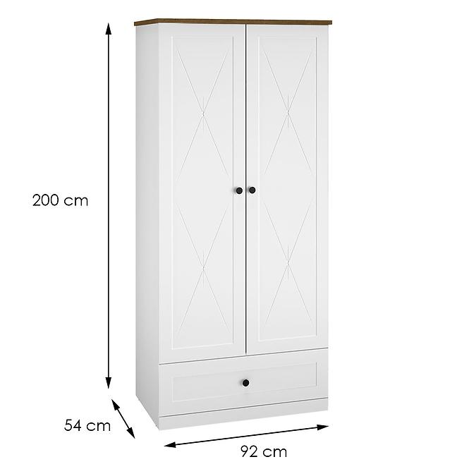 Schrank Lille 01 2d1s Weiß Mat/Eiche Lefkas