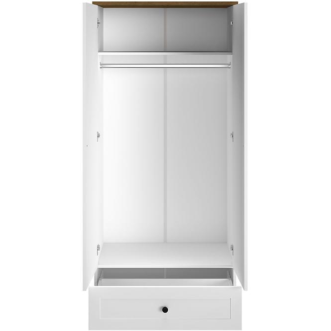 Schrank Lille 01 2d1s Weiß Mat/Eiche Lefkas