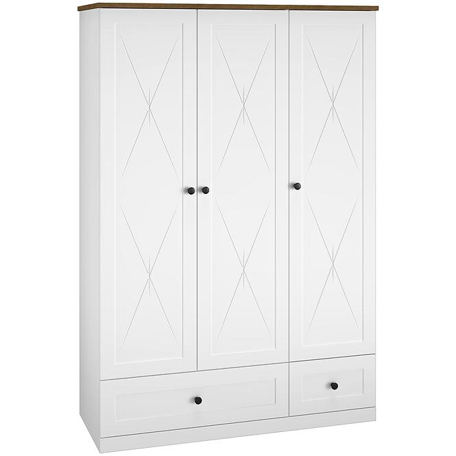 Schrank Lille 02 3d2s Weiß Mat/Eiche Lefkas