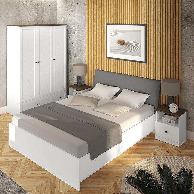 Schrank Lille 02 3d2s Weiß Mat/Eiche Lefkas