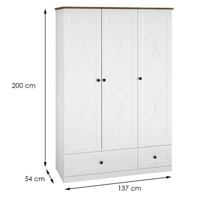 Schrank Lille 02 3d2s Weiß Mat/Eiche Lefkas
