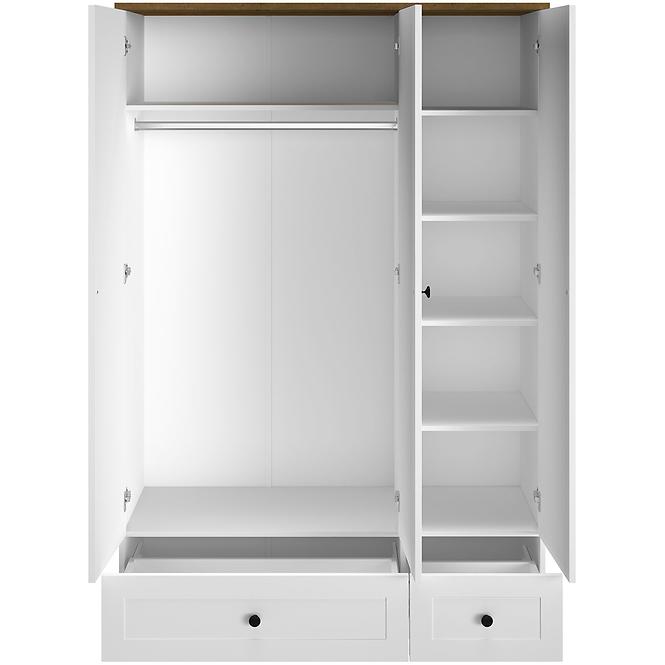 Schrank Lille 02 3d2s Weiß Mat/Eiche Lefkas