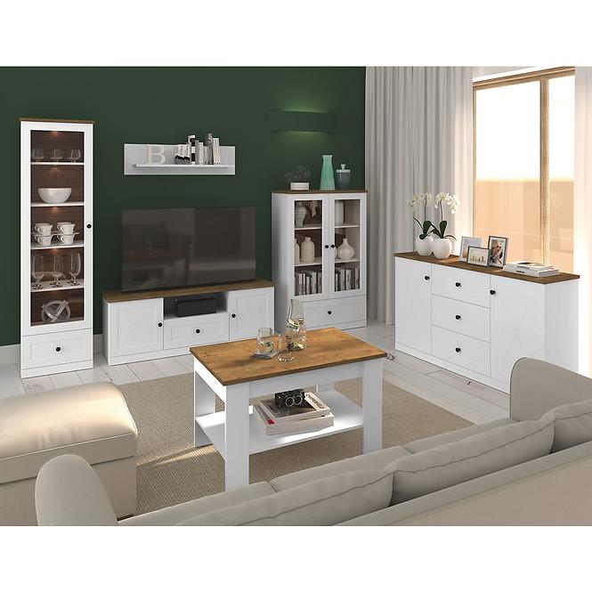 Tv Tisch Lille 09 2d1s Weiß Mat/Eiche Lefkas