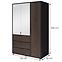 Schrank Verona 2 135 Schwarz / Nussbaum / Spiegel,2