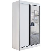 Schrank Oslo II 120 Weiß / Schwarz / Spiegel