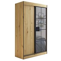 Schrank Oslo II 120 Artisan / Schwarz / Spiegel