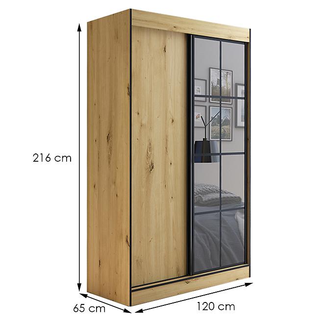 Schrank Oslo II 120 Artisan / Schwarz / Spiegel