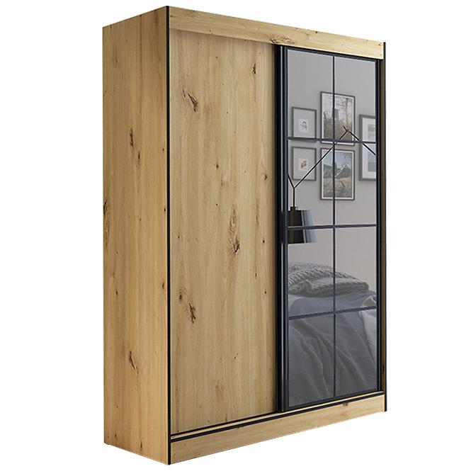 Schrank Oslo II 150 Artisan / Schwarz / Spiegel