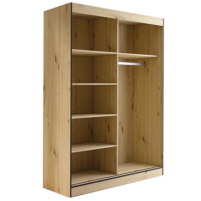 Schrank Oslo II 150 Artisan / Schwarz / Spiegel