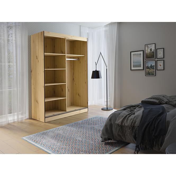 Schrank Oslo II 150 Artisan / Schwarz / Spiegel
