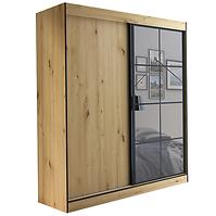 Schrank Oslo II 180 Artisan / Schwarz / Spiegel