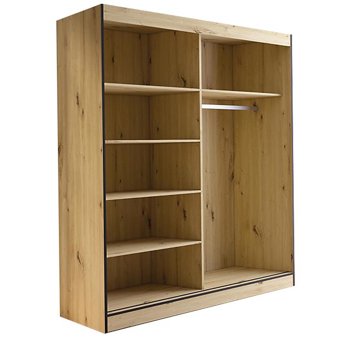 Schrank Oslo II 180 Artisan / Schwarz / Spiegel