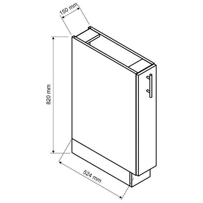 Küchenschrank Max D15 Cargo + Korb Grau