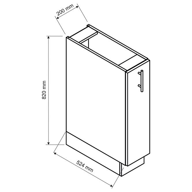 Küchenschrank Max D20 Cargo + Korb Schwarz