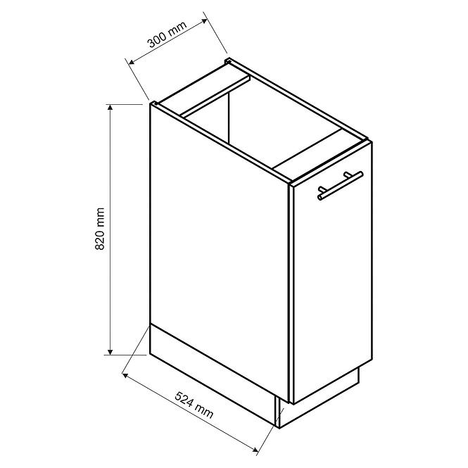 Küchenschrank Max D30 Cargo + Korb Schwarz