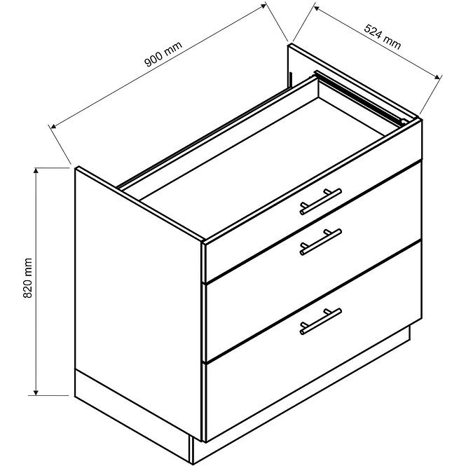 36ZS+SZAFKA KUCHENNA MAX D90PC S/3 GRANAT