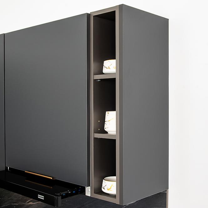 Küchenschrank Max W60/68 Slim Pl Mit Schwarzer Kapuze Grau