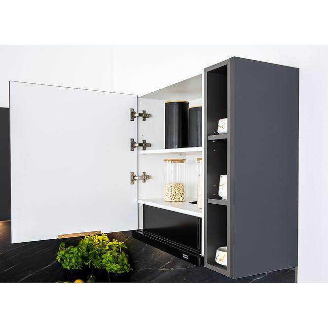 Küchenschrank Max W60/68 Slim Pl Mit Schwarzer Kapuze Grau