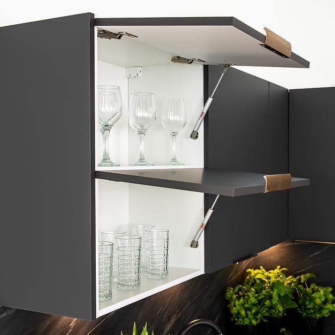 Küchenschrank Max W60/68 Slim Pl Mit Schwarzer Kapuze Grau