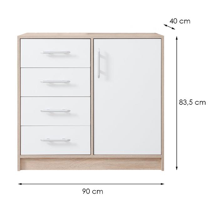 Kommode Smart SRK2 eiche sonoma/weiß