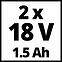 Akku Bohrschrauber,TC-CD 18-2 Li (2X1,3 Ah),4