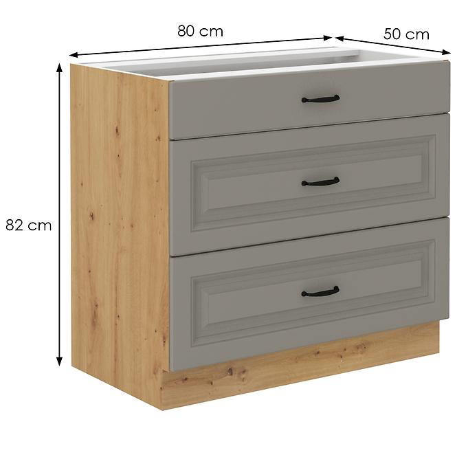 Küchenschrank Stilo claygrey/artisan 80D 3S BB,2