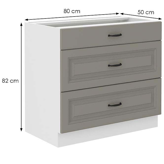 Küchenschrank Stilo claygrey/weiß 80D 3S BB,2