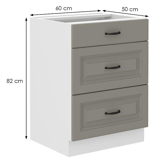 Küchenschrank Stilo claygrey/weiß 60D 3S BB,2