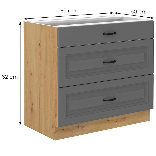 Küchenschrank Stilo dustgrey/artisan 80D 3S BB,2