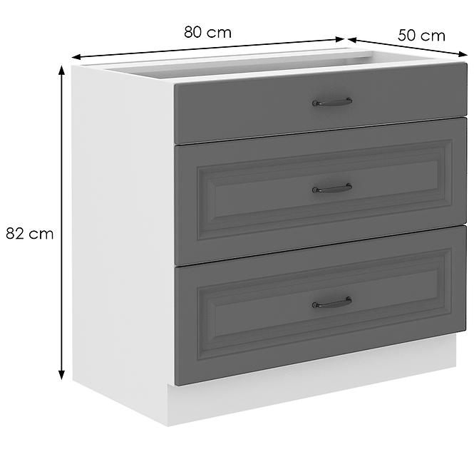 Küchenschrank Stilo dustgrey/weiß 80D 3S BB,2