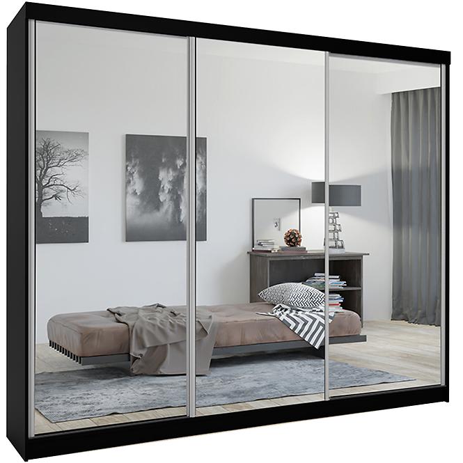 Schrank Lux 250 schwarz + 3 x spiegel