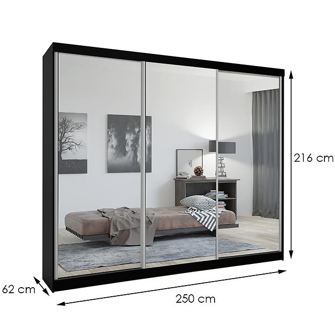 Schrank Lux 250 schwarz + 3 x spiegel