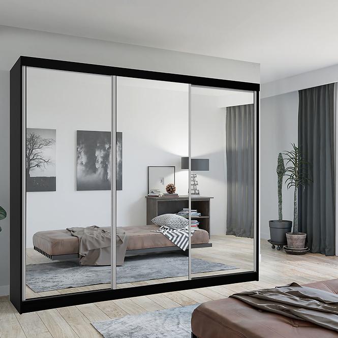 Schrank Lux 250 schwarz + 3 x spiegel
