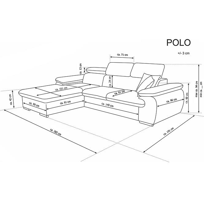 Ecksofa Polo L porto35 + pod. Porto61