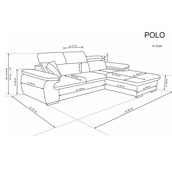 Ecksofa Polo R porto35 + pod. Porto 61