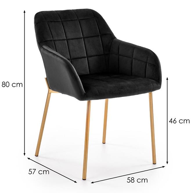 Stuhl K306 Stoff velvet/Chrom Schwarz/Gold