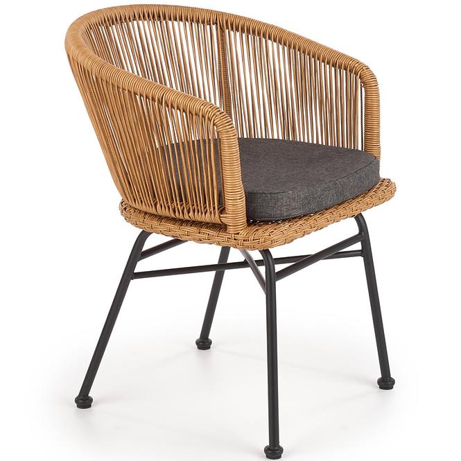 Stuhl K400 Rattan/Metall/Stoff Natural/Grau