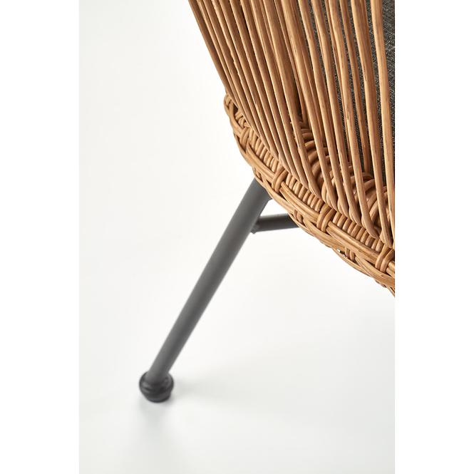 Stuhl K400 Rattan/Metall/Stoff Natural/Grau