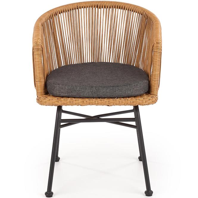 Stuhl K400 Rattan/Metall/Stoff Natural/Grau
