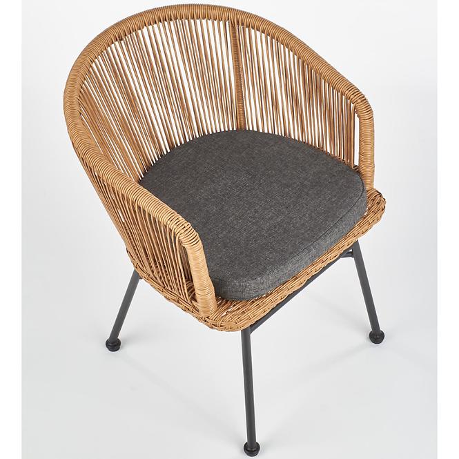 Stuhl K400 Rattan/Metall/Stoff Natural/Grau