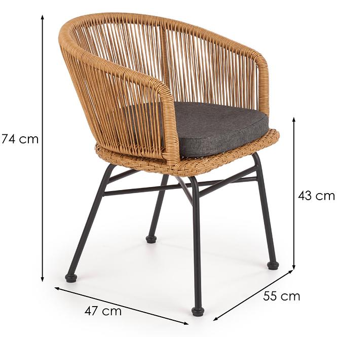 Stuhl K400 Rattan/Metall/Stoff Natural/Grau
