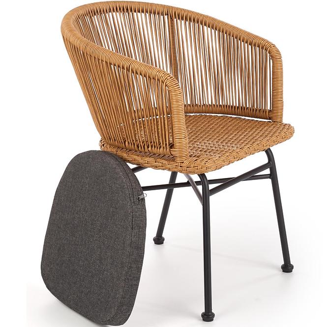 Stuhl K400 Rattan/Metall/Stoff Natural/Grau