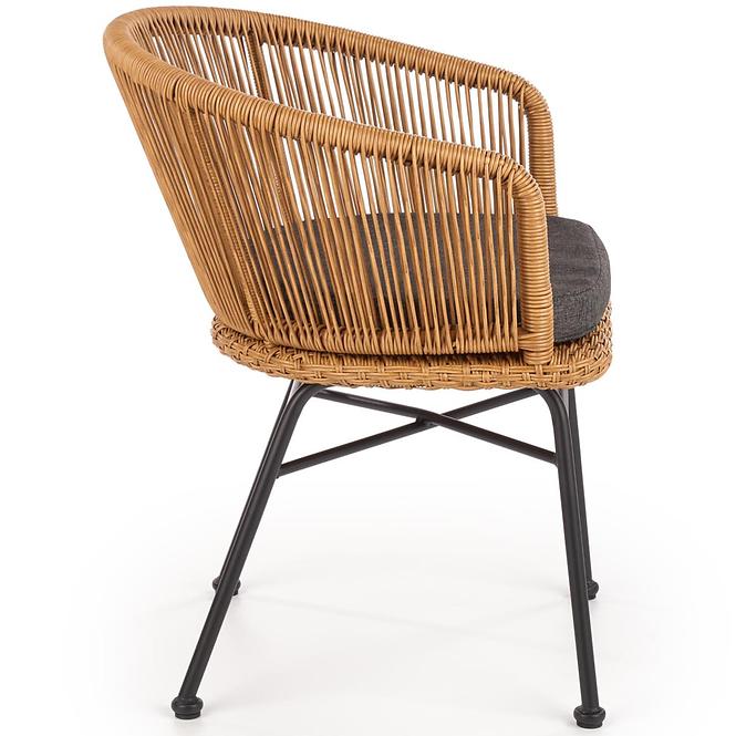 Stuhl K400 Rattan/Metall/Stoff Natural/Grau